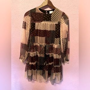 ZARA girls 11-12 Patch work babydoll dress